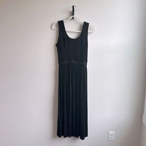 Pipe Dreams Palm Springs VTG 90s Black Crushed Velvet Bodice Black Maxi Dress M